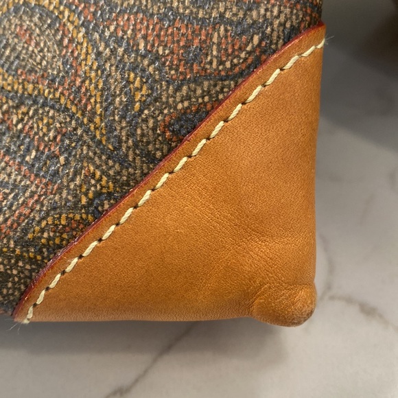 Carlo Rino - Paisley Print Large Leather Clutch, Brown Leather Accents - EUC - Picture 9 of 16